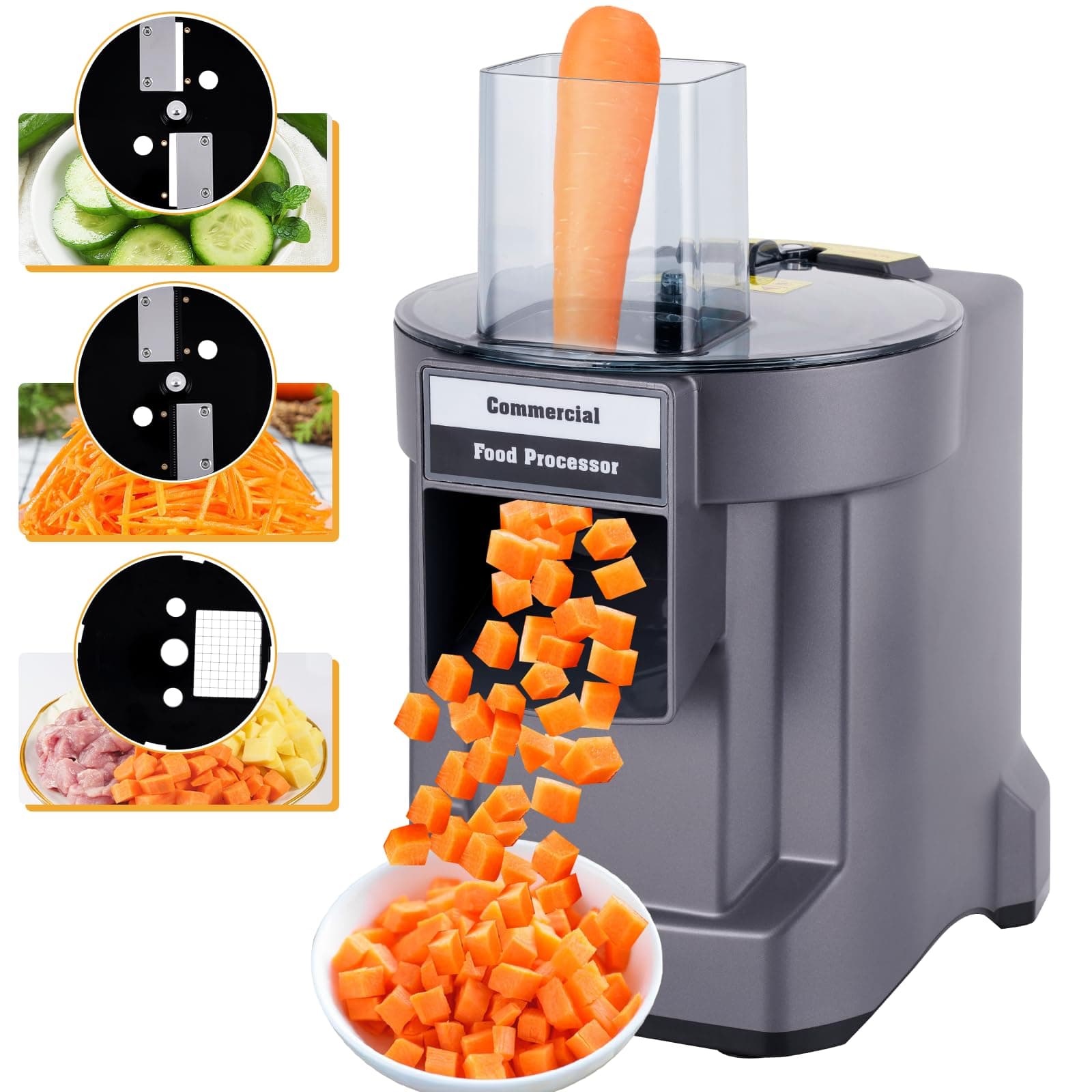 Commercial Vegetable Dicer Chopper 3 IN 1 Food Processor Automatic Potato Slicer&Onion Shredder with 3 Stainless Steel Blades 110V