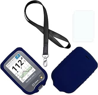 (Blue) Premium Silicone Case (Lanyard + TPU Screen Protector) for Freestyle Libre 3 & Freestyle Libre 2