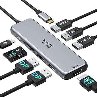 Docking Station Dual DisplayPort, Selore USB c hub with 2 displayport, HDMI, 3*USB 3.0,100W PD,SD & TF Slot, 9 in 1 2 dp Multiport Adapter for MacBook/Dell XPS/HP/Lenovo/Microsoft Surface