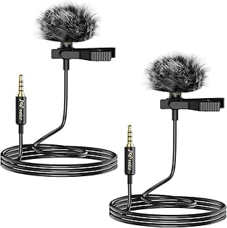 PoP voice 2Pcs Professional Lavalier Lapel Microphone 3.5mm Mic Compatible with DJI Mic 2/Rode Wireless GO 2/II Transmitters for iPhone Android Smartphone,Mini Mic for YouTube,Interview,Video