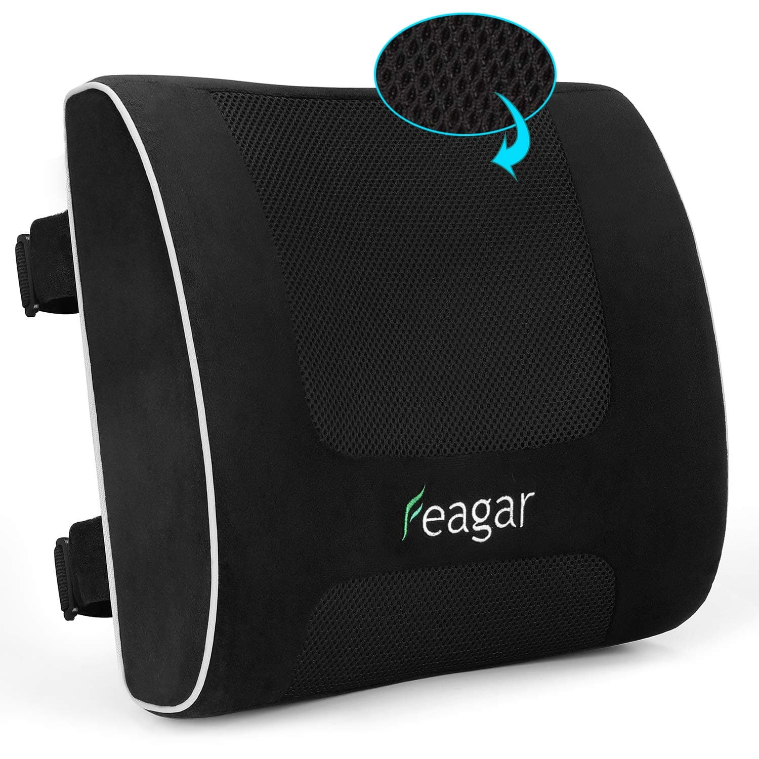 Lumbar Support Cushion - Memory Foam, Ergonomic Back Support Pillow For Home, Office, Car, Travel - Relieve & Prevent Lower Back, Sciatica, Disc Pain