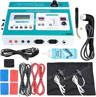 - 5 In 1 IFT MS Tens Ultrasonic Deep Heat Physiotherapy Machine Electrotherapy Combo Physiotherapy Machine with one Year Warranty For all Pain Relief Device (Electrode Pad)