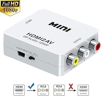 Mini HDMI 2AV Up Scaler 1080P HD Video Converter Media Streaming Device, White
