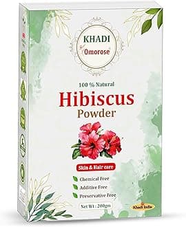 KHADI OmoroseHibiscus Flower Powder | 200 Grams |Fights Dandruff, Adds Shine, Anti-Ageing Benefits, Exfoliates, Hydrates, Moisturizes |100% Natural, Chemical-Free for Hair & Skin Care