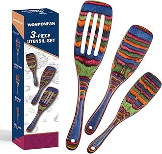 Spurtle Set, Wooden Utensils for Cooking, Kitchen Utensils Set, Pakkawood Kitchen Cooking Utensils Set, Apartment Essentials Wood Serving Spatula spoon, Home & kitchen Gift for Women & Men