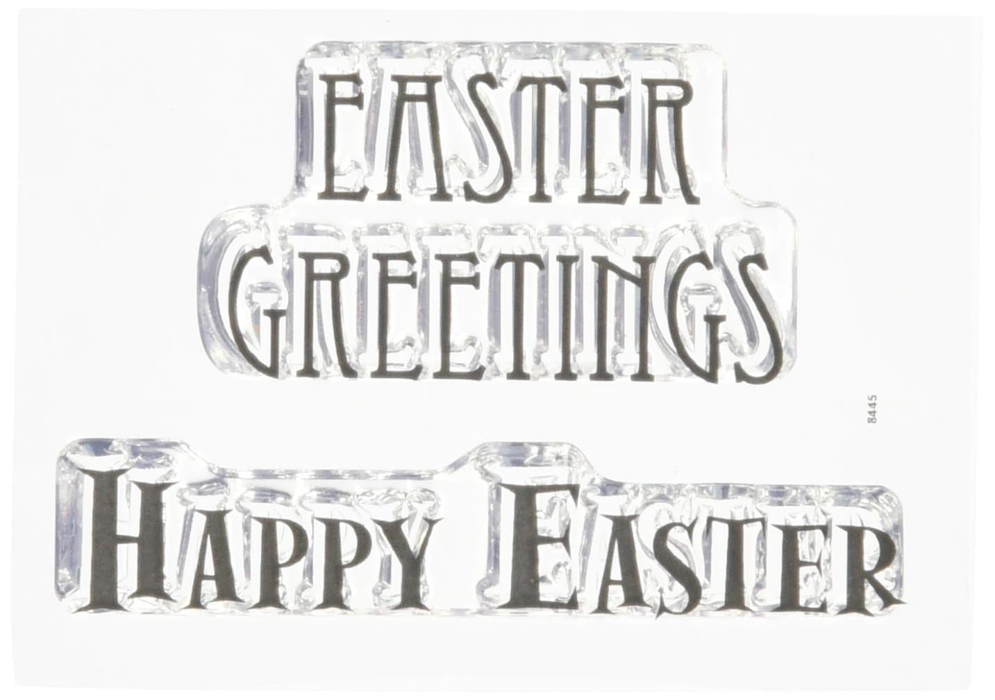 Woodware Clear Acrylic Stamp Set Happy Easter Easter Greetings Set of 2