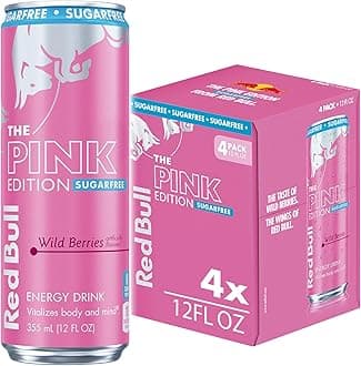 Pink Edition Sugar-Free Energy Drink, Wild Berries, with 114mg Caffeine plus Taurine & B Vitamins, 12 Fl Oz, Pack of 4 Cans