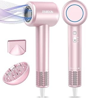 Hair Dryer, High-Speed Ionic Low Noise Blow Dryer with Brushless Motor for Fast Drying, Thermo-Control Quiet Compact Hair Blow Dryer with Magnetic Diffuser for Curly Hair for Home Travel Salon