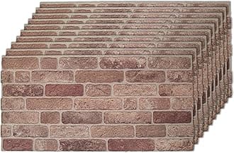 3D Wall Panels Brick Effect - Cladding, Stone Look, Styrofoam Facing for Living Room, Kitchen, Bathroom, Balcony, Bedroom, Back of Counter | Farmhouse Style (10 x Panels) - Covers 53 sq ft
