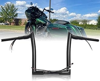 Black PREWIRED 1.5" Fat Ape Hanger Handlebar 12" Rise Compatible With 16-23 Harley Road Glide & Road Glide Special & Road Glide Custom