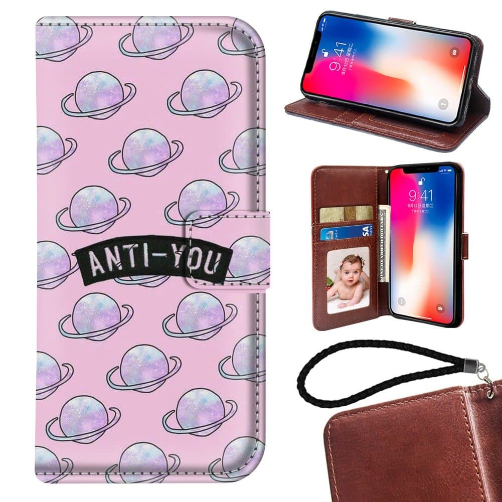 Wallet Case For iPhone X, Spaceship Customized PU Leather Durable Premium Protective Case iPhone 10 5.8", Magnetic Clip Case with Card Slots