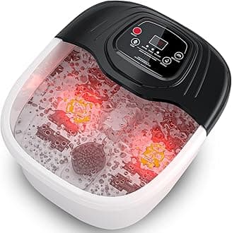 Foot Spa Bath Massager with Heat, Bubble and Vibration, Digital Temperature Control, Pedicure Foot Soaker with 8 Rollers for Soothe and Comfort Feet