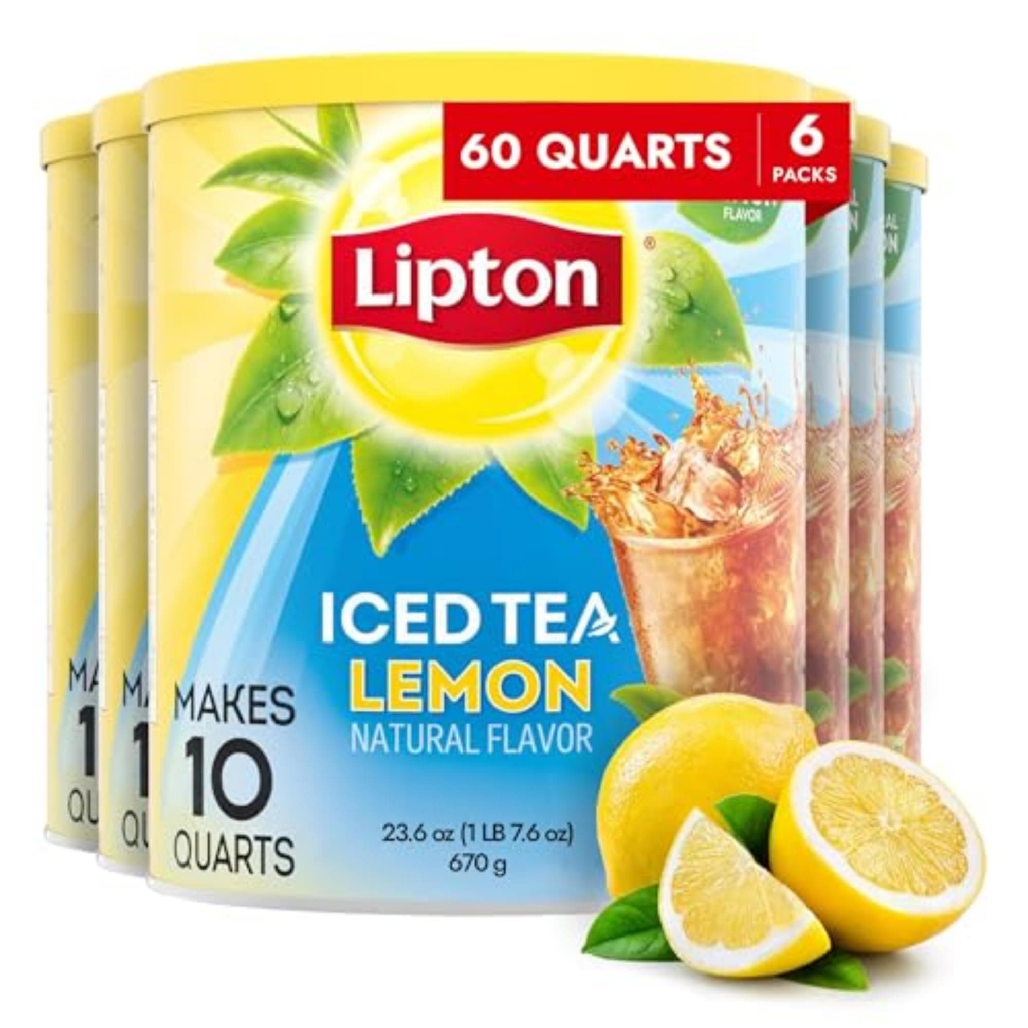 Iced Tea Mix, Lemon, Makes 10 Quarts,Count 6(Pack of 1)