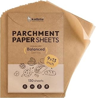 130 Pcs Parchment Paper Sheets, 9x13 Inches Unbleached Baking Paper Non-Stick for Gently Baking, Pre-cut Parchment Paper Suitable for Baking, Cooking,Air Fryer [Balanced Series]