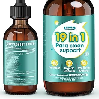 19 in 1 Herbal Gut Cleanse Drops – Wormwood, Black Walnut, Chlorella 250mg, 10B Probiotics, Clove & Oregano – Liquid Detox Support for Adults & Kids, Alcohol-Free, 2oz