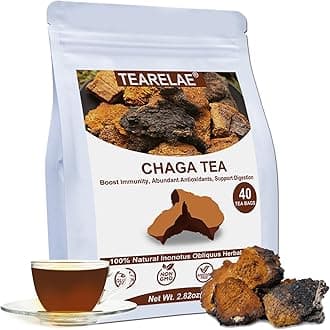 TEARELAE - Chaga Tea - 2g x 40 Count - Wild Harvest from Siberia - 100% Pure Natural Chaga Mushroom Tea Bag - Additive-Free - Non-GMO - Caffeine-free
