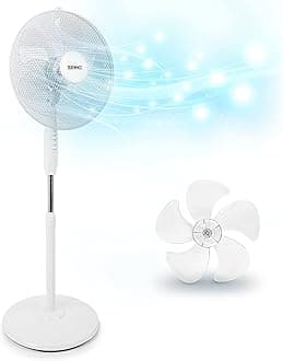 Duronic Pedestal Fan FN30, Air Cooling Electric Cooler Summer Floor Standing Fan, Oscillating Rotating, Height Adjustable, 16 Inch Tilting Head,60W, ideal for Home of Office