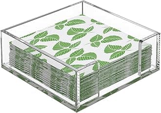MaxGear Acrylic Cocktail Napkin Holder for Table, Clear Guest Towel Holder, Beverage Buffet Paper Napkin Caddy for Bar, Party, Dinner, Kitchen & Dining Room, Bathroom, Perfect for 5 x 5 inches Napkins