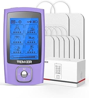 TENS Unit Muscle Stimulator, 24 Modes TENS EMS Machine for Shoulder, Sciatica, Back Pain Relief, Rechargeable Electronic Pulse Massager with 2"x2" and 2"x4" Electrode Pads