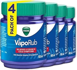 - Vaporub Relief From Cold, Cough, Blocked Nose, Headache, Body ache, Muscular stiffness and Breathing difficulty, 105ml (Pack of 4)