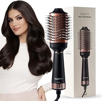 MakeMeeBold Hot Air Brush | 2-in-1 Hair Dryer & Straightener with 3 Temp & 2 Speed Settings, 360° Airflow Vents, PTC Fast Heating, Ceramic Plates, Auto Shut-Off | Gifts for woman