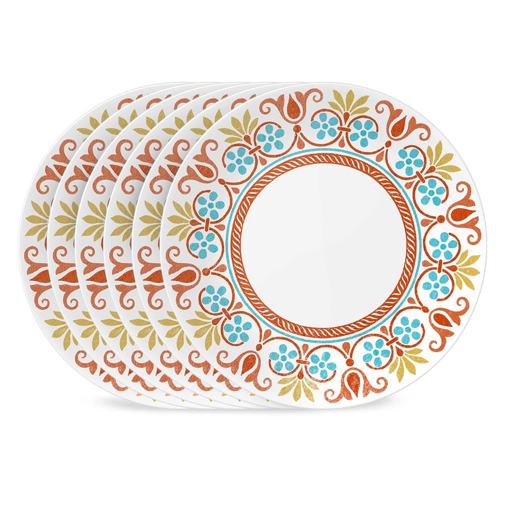 Corelle Global Collection Vitrelle Dinner Plates Set, Triple Layer Recycled Glass, Lightweight Eco-Friendly 10-1/4-In Plates Set, Terracotta Dreams, 6 PIECE