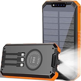 Solar Charger Power Bank 49800mAh Wireless Battery Pack PD18W QC3.0 Fast Charging Built in 3 Cables with USB-C 6 Outputs & 2 Inputs for Cell Phone