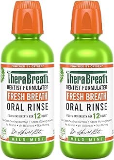 TheraBreathFresh Breath Dentist Formulated Oral Rinse, Mild Mint, 16 Oz (Pack of 2)