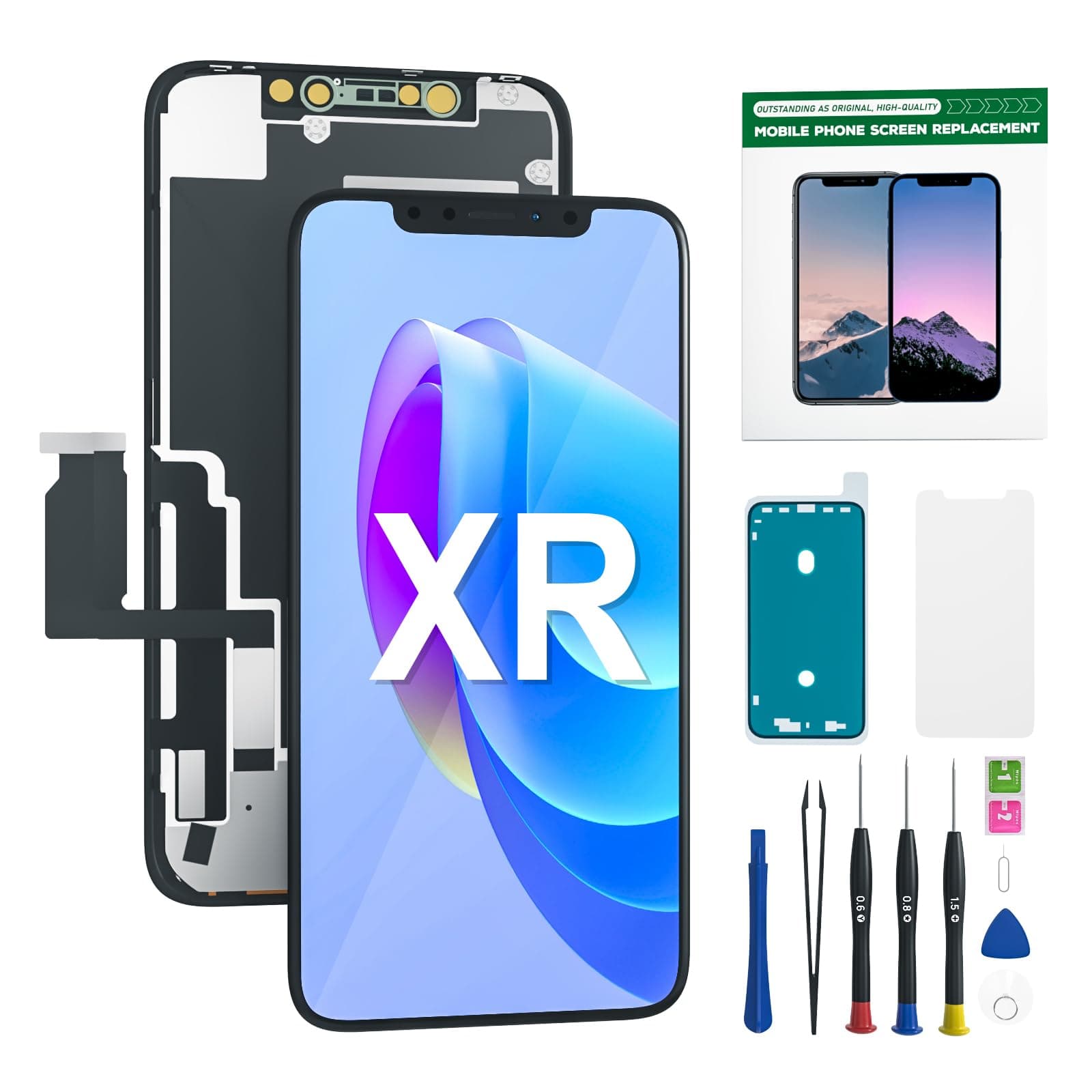 for iPhone XR Screen Replacement HD LCD 6.1" Display and 3D Touch Digitizer Assembly with Repair Tools, Waterproof Tape, Screen Protector, and True Tone