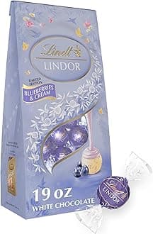 Lindt LINDOR Blueberries & Cream White Chocolate Truffles, White Chocolate Easter Candy with Blueberries and Cream Truffle Filling, 19 oz. Bag