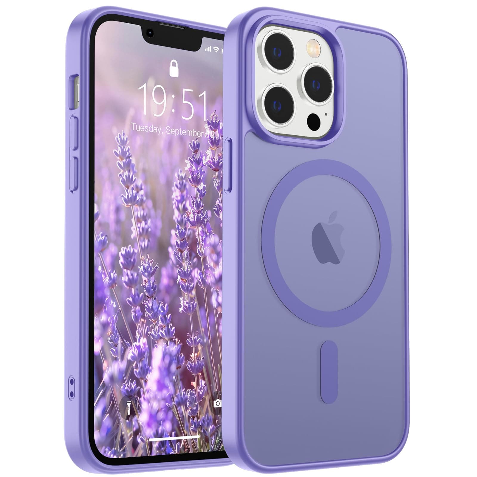SUPFINE Magnetic for iPhone 12 Pro Max Case (Compatible with MagSafe) (Military Grade Drop Protection) Slim Translucent Matte Shockproof with Anti-Fingerprint Phone Case,Purple