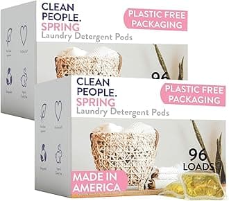Clean People Laundry Washing Capsules - Recyclable Packaging, Hypoallergenic, Stain Fighting - Ultra Concentrated, Laundry Soap - Spring Scent, 192 Pack