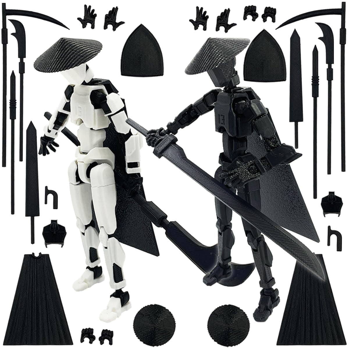 Titan 13 Action Figure Set (Assembled) 3D Printed Multi Joint Movable T Lucky Dummy 13 Mobile Robot Nova 13 Action Figure Desktop Decoration for Game Lovers Toys (White/Black)