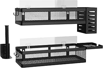 PUSDON Metal Wall Hanging Basket 2 Packs DIY Suitable for Multiple Scenes - Middle Black Netting Suit