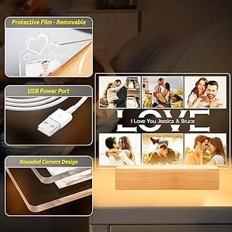 Custom Picture Frame with Photo, Personalized Photo Frame, Customized Picture Frames, Personalized Anniversary Valentines Day Gifts for Women Men Her Him Couples Wife