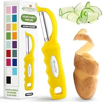 Premium Swivel Potato Peeler for Kitchen, Stainless Steel Fruit Peeler with Soft Grip Handle, Perfect for Vegetable, Apple, Carrot, Cucumber, Ginger - Dishwasher Safe - Yellow