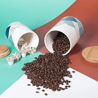 Storage Jars with Airtight Wooden Lid, Ceramic Jar, Storage Tin,Ceramic Tea Coffee Sugar Jar,Storage Jars & Canisters Set of 2