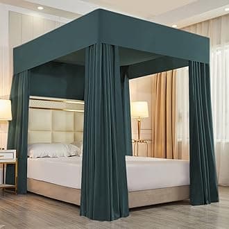 Mengersi Canopy Bed Curtains Bed Canopy Bedroom Decoration Bed Curtains,Not Include Poles (Full,Dark Green)