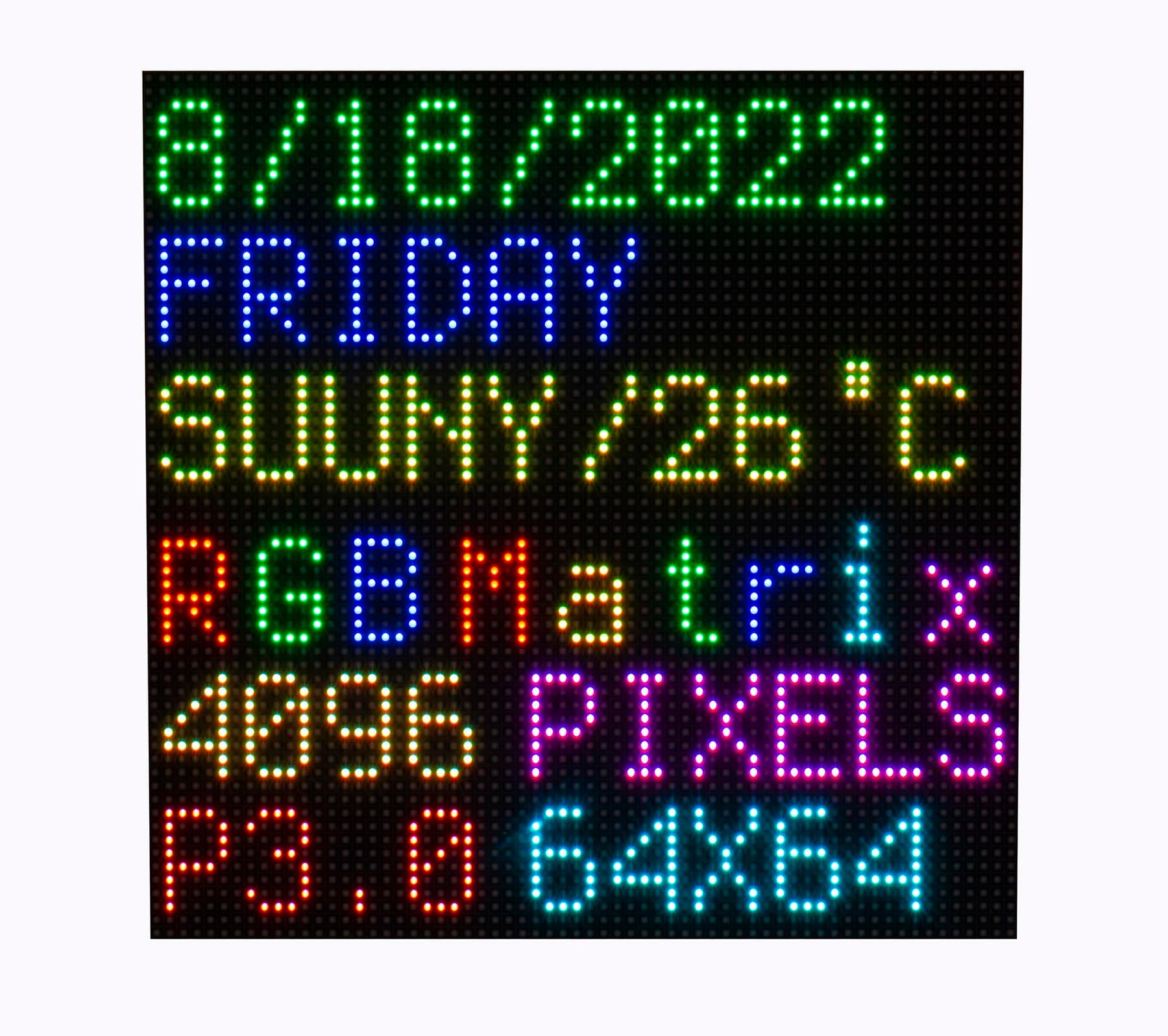 64 x 64 RGB LED Matrix Panel Full Colour for Raspberry Pi/Ardui 192 x 192 mm 3 mm Pitch 4096 LEDs Adjustable Brightness