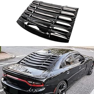 2-Piece Style Gloss Black Rear Glass Window Windshield Louver Cover Compatible with 2011-2024 Dodge Charger R/T SRT Hellcat 4 Door Sedan