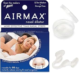AIRMAX Nasal Dilator for Better Sleep - Natural, Comfortable, Anti Snoring Device, Snoring Solution for Maximum Airflow and Easier Breathing (Medium - Clear)