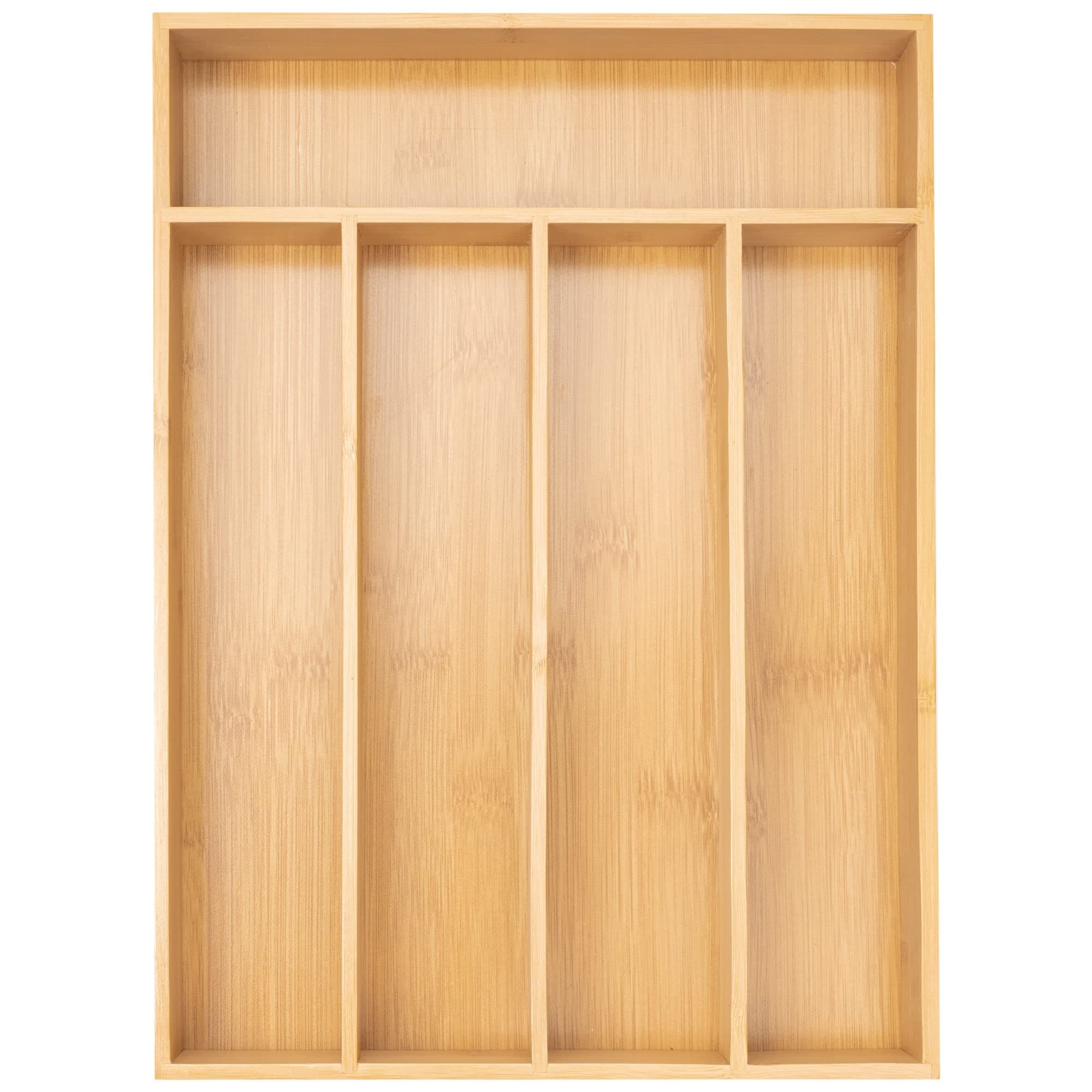Silverware Organizer Kitchen Drawer Organizer Utensil Organizer Bamboo Silverware Holder Cutlery Organizer in Drawer Flatware Organizer Tray(5 slots, Natural