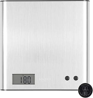 1087 SSDR Arc Kitchen Scale – Digital Food Weighing Scales, Precise Cooking/Baking, Slim Platform for Compact Storage, Add & Weigh/Tare Function, 3kg Capacity, Battery Included, Stainless Steel