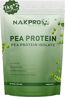 NAKPRO NUTRITION 100% Pea Protein Isolate, Chocolate - 2kg (1kg*2) | 26g Protein Per Scoop | Plant Based Protein Powder| All Essential Amino Acids for Muscle Support and Recovery