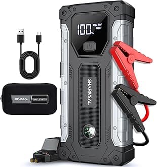 Car Jump Starter 5000A, Jump Starter Battery Pack for 10.0L Gas and 9.0L Diesel, 12V Portable Jump Box with LED Light