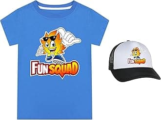 Boys Girls Fun Squad Merch T Shirt and Snapback Cap Cotton Tshirt Kids Hat Short Sleeve Unisex Birthday Clothes Gift for Child