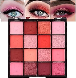 16 Colors Glitter Shimmer Matte Pink Red Blush Orange Peach Eyeshadow Makeup Palette Pallet Waterproof Highly Pigmented Smokey Pressed Sparkly Shiny Eye Shadow paletas de sombras para de ojos