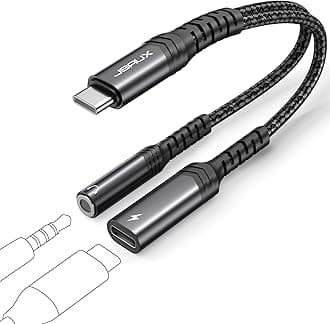 JSAUX USB C to 3.5mm Headphone and Charger Adapter,2-in-1 USB C to Aux Audio Adapter with PD 60W Fast Charging Compatible with iPhone 15 pro max/15 pro/15 Plus /15-Black