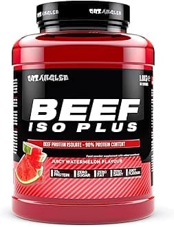 Beef Iso Plus, Beef Protein Isolate Powder, High Protein, Zero Fat and Sugar | 1.8kg 60 Servings | Paleo and Keto Friendly, Dairy and Gluten Free (1.8kg, Juicy Watermelon) - Made in The UK