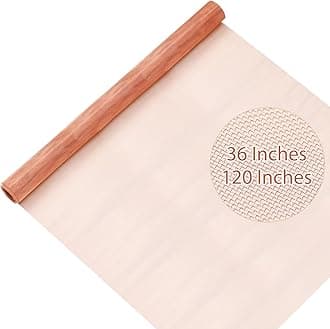 Therwen 36 Inch x 10 ft Copper Mesh Screen 99.9% Pure Copper 40 Mesh Roll Wire Fabric for Grounding Dense Filter Screen Woven Crafts Window Protection